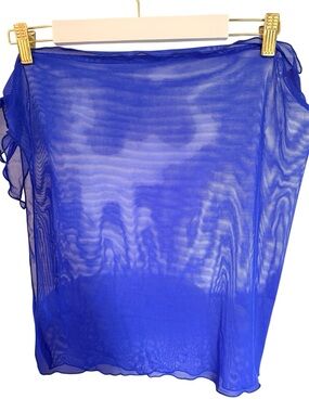 Cover STyLE Sheer Royal Blue Mesh sarong Vintage OS